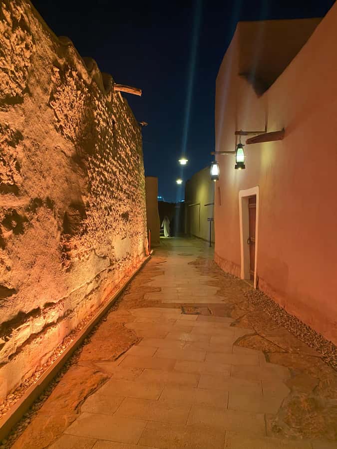 VIP Private Riyadh Experience with Saudi Meal & Pickup - Bujairi Terrace, Diriyah’s polished evening side