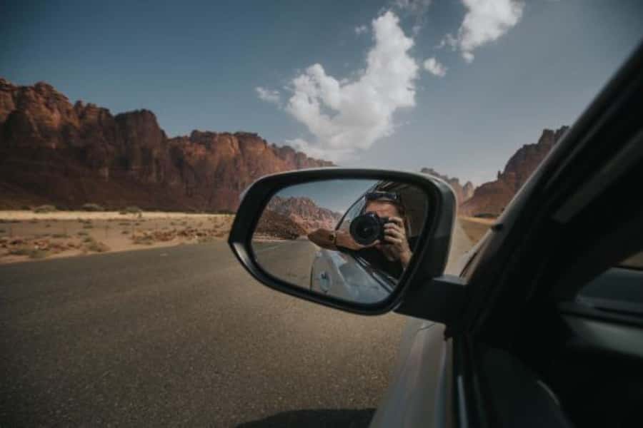 Wadi Al Disah Tour - First sight of the palm valley